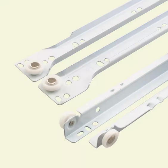 15-3/4 Inch White Self-Closing Side or Bottom Mount Drawer Slides 1 Pair