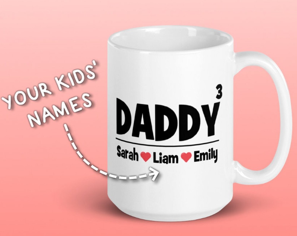 Personalized Mug Daddy Of 3 Gift Put Kids Names On Coffee Mug Custom Name Gift