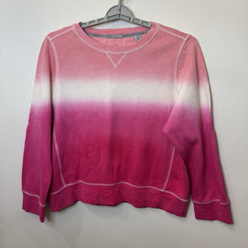 Tommy Bahama Womens XL Ombre Pink Dip Dye Casual Pullover Sweatshirt