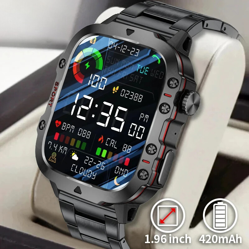 Bluetooth Smartwatch for Men with 5ATM Waterproof Fitness Tracker
