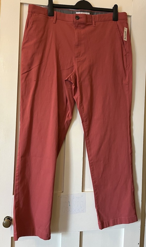 BNWT Amazon Basics Dark Pink Stretch Canvas High Waist Chino Jeans W38 L32