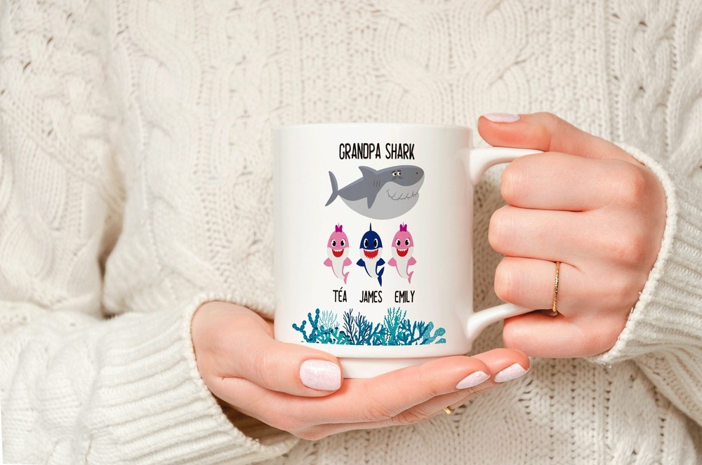 Gift For Grandpa Personalized Mug Grandpa Shark Mug Custom Gift Coffee Mug Funny