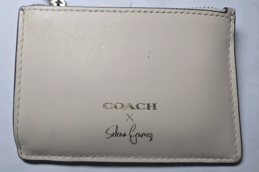Selena Gomez x Coach Limited Edition Beige Skinny ID Coin Wallet Card Holder Rare