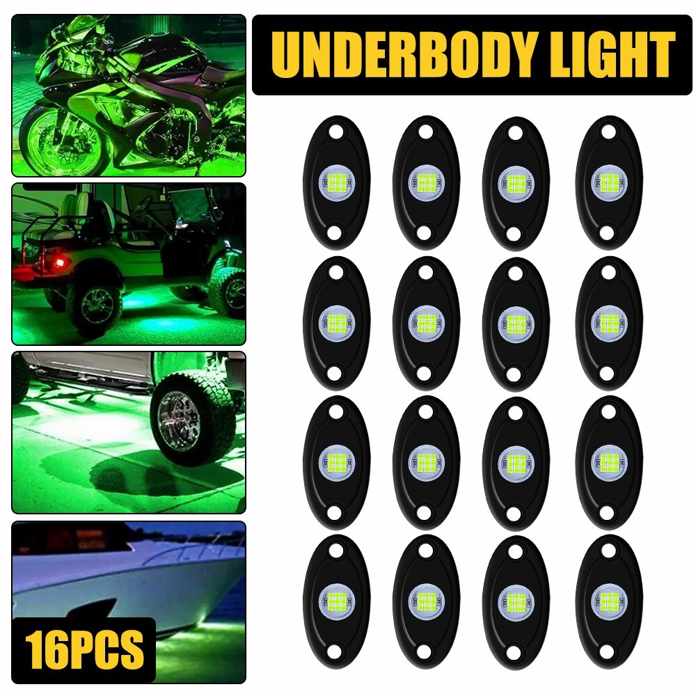16x LED Rock Lights Underbody Light For Jeep Offroad Truck ATV UTV 4X4 Car Boat