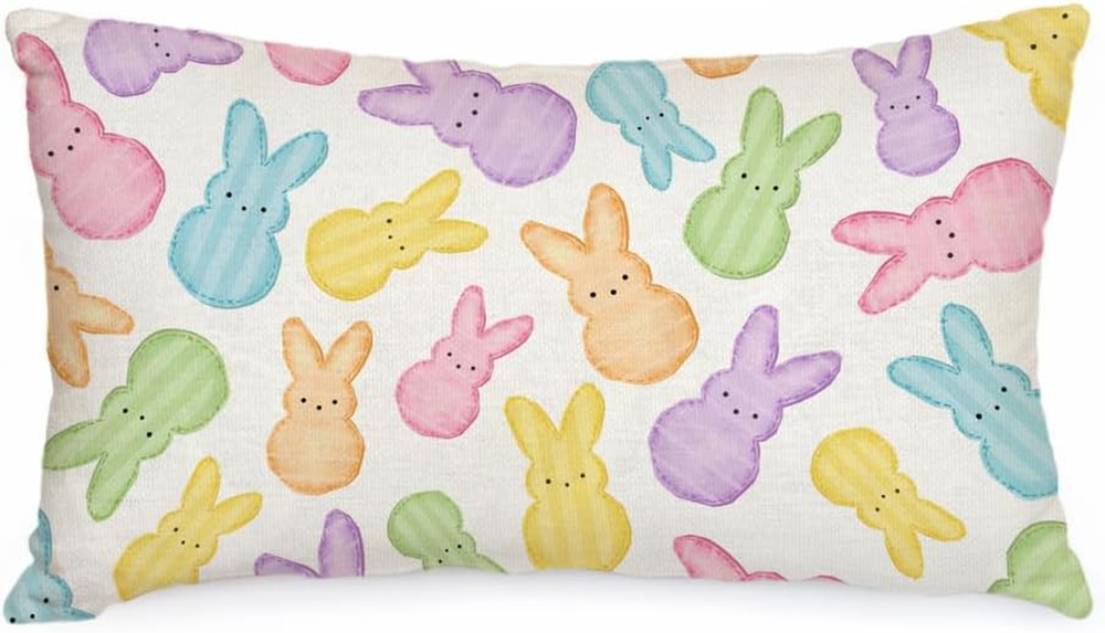 Easter Watercolor Bunny Pillow Cover 12x20 Inch Holiday Decorative Cushion Case