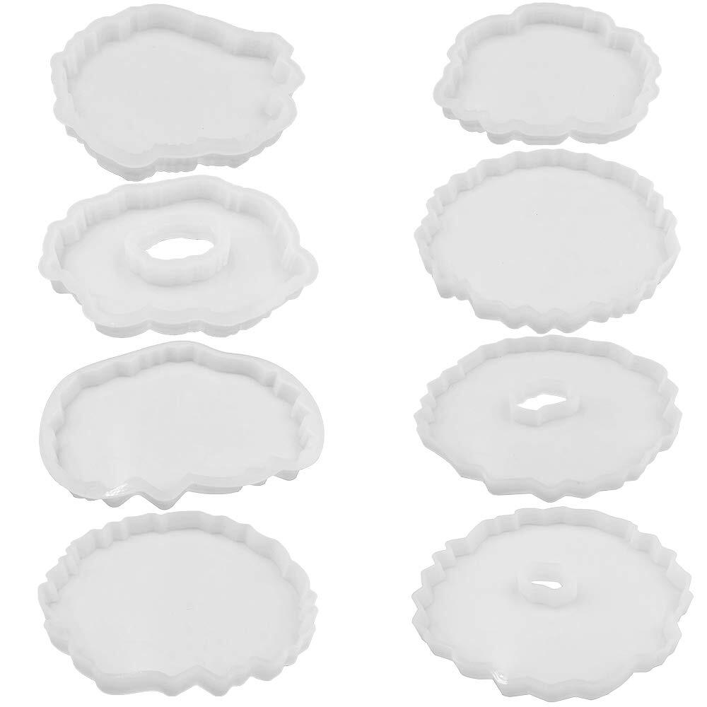 8pcs Coaster Silicone Epoxy Resin Molds Irregular Geode Coaster Resin Molds For