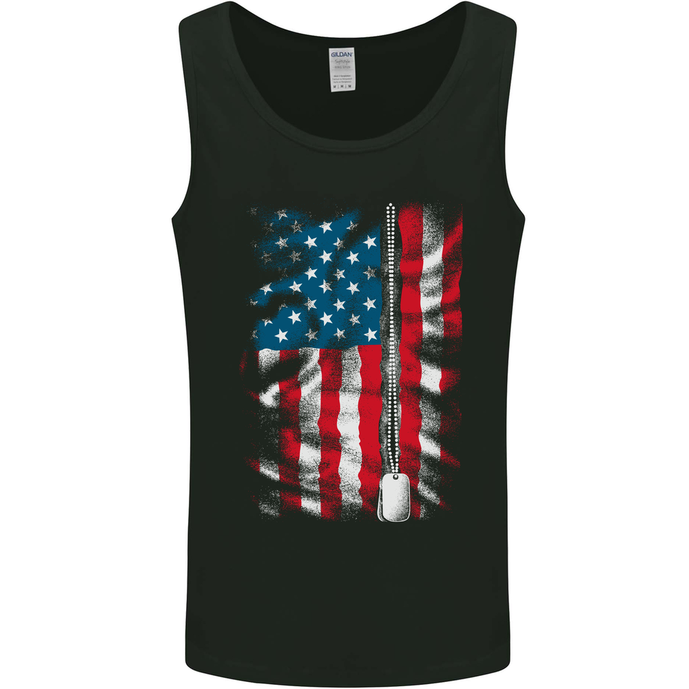 USA Dog Tags American Military Veteran Army Mens Vest Tank Top