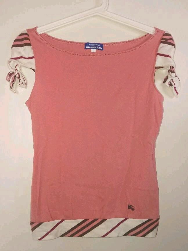 Burberry London Short sleeve Tops T-shirt Pink Ribbon Women Size 38/S-M Used