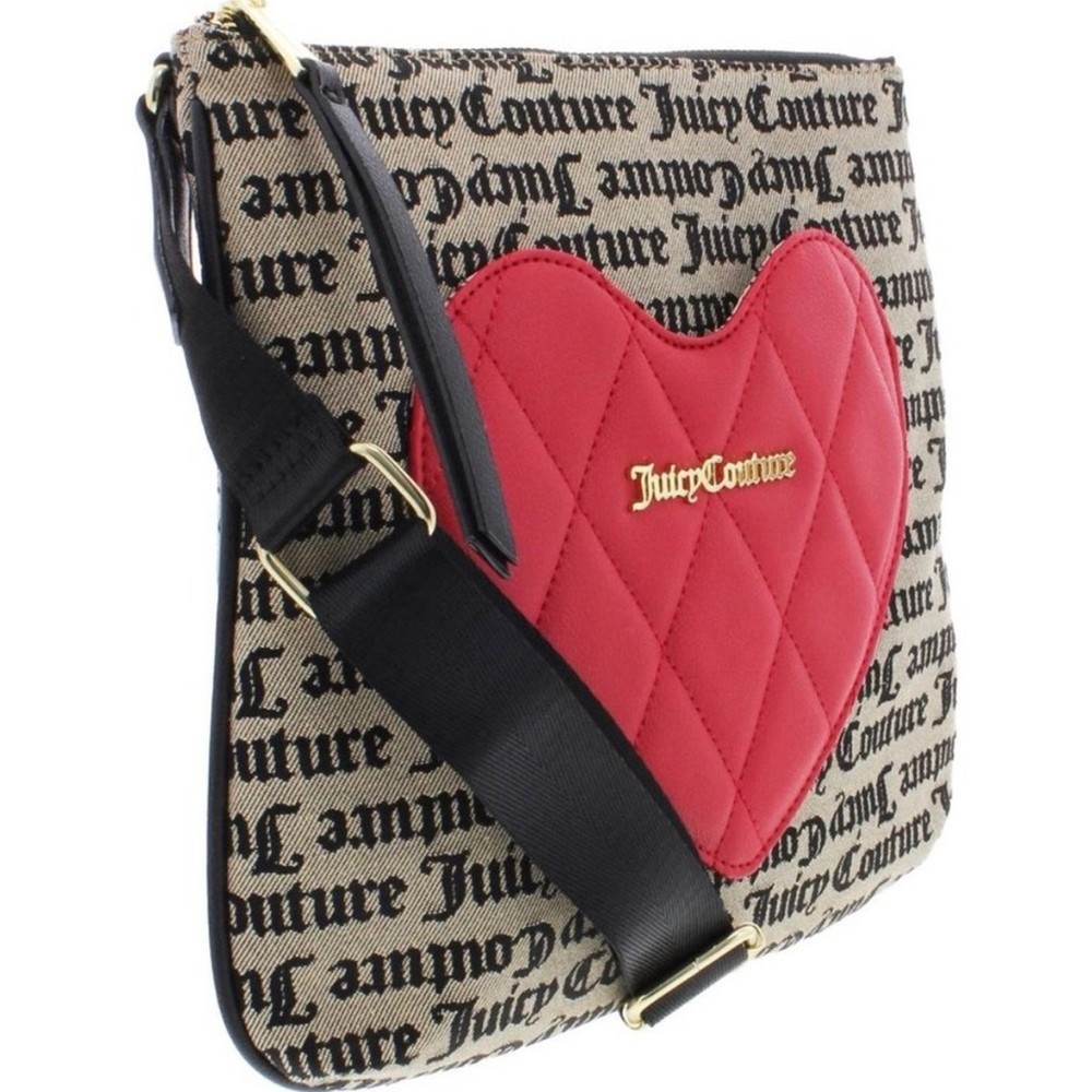 Juicy Couture Heartbreaker Canvas Logo adjustable strap Crossbody Y2K Retro