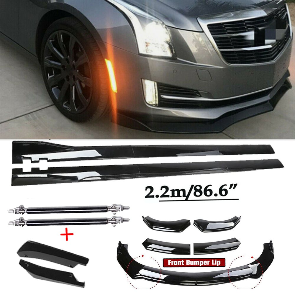 For Cadillac ATS CTS Front Bumper Spoiler Body Kit /Side Skirt Glossy Black
