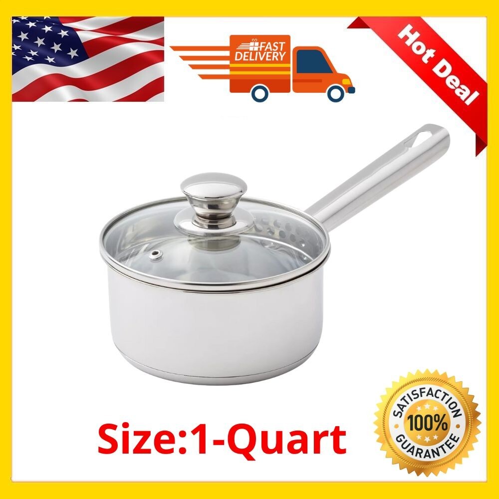 Stainless Steel 1-Quart Saucepan with Straining Lid