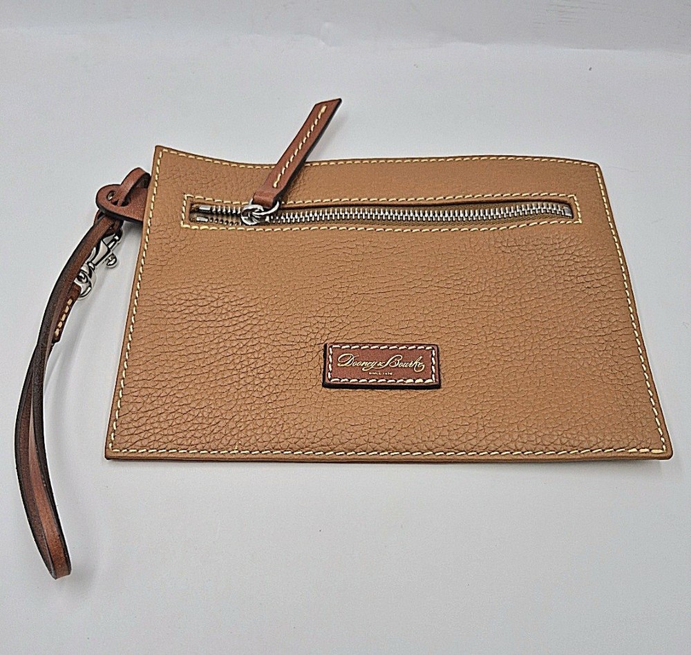Dooney & Bourke Pebble Grain Leather Wristlet In Brown Or Caramel. Never Used