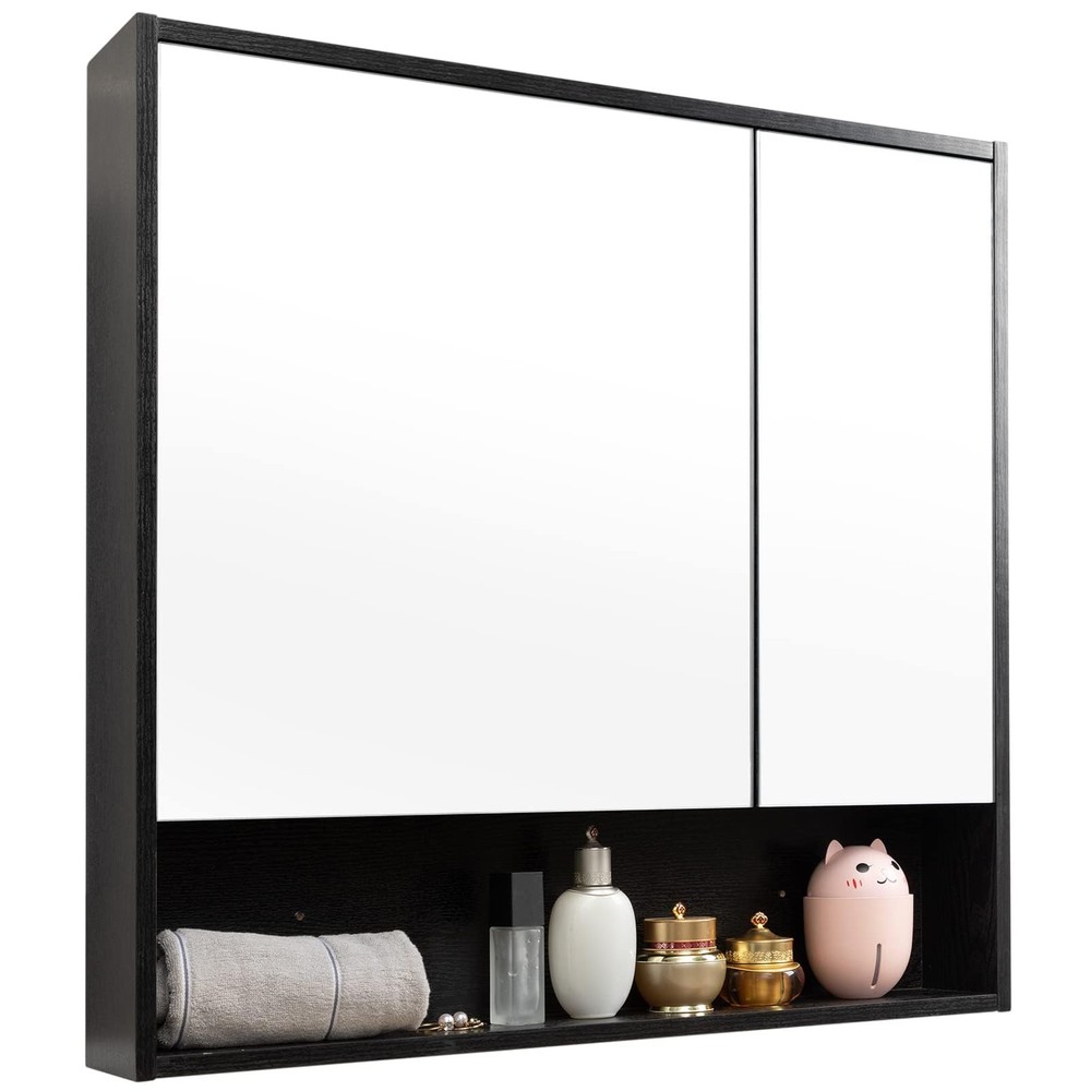 Oversized ALIMORDEN Medicine Cabinet with Mirror and Shelves for Bathroom Wall Storage
