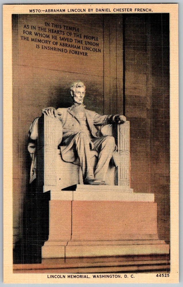 Vtg Postcard Abraham Lincoln Statue Washington, D.C 1940s
