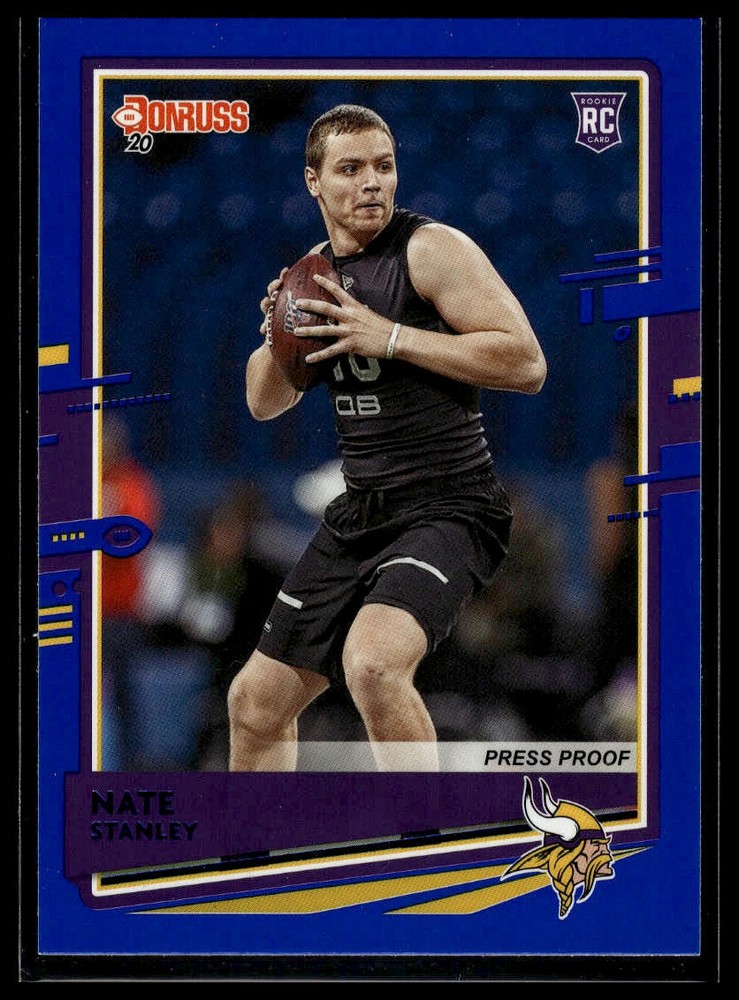 2020 Donruss #300 Nate Stanley Blue Press Proof Rookie Card