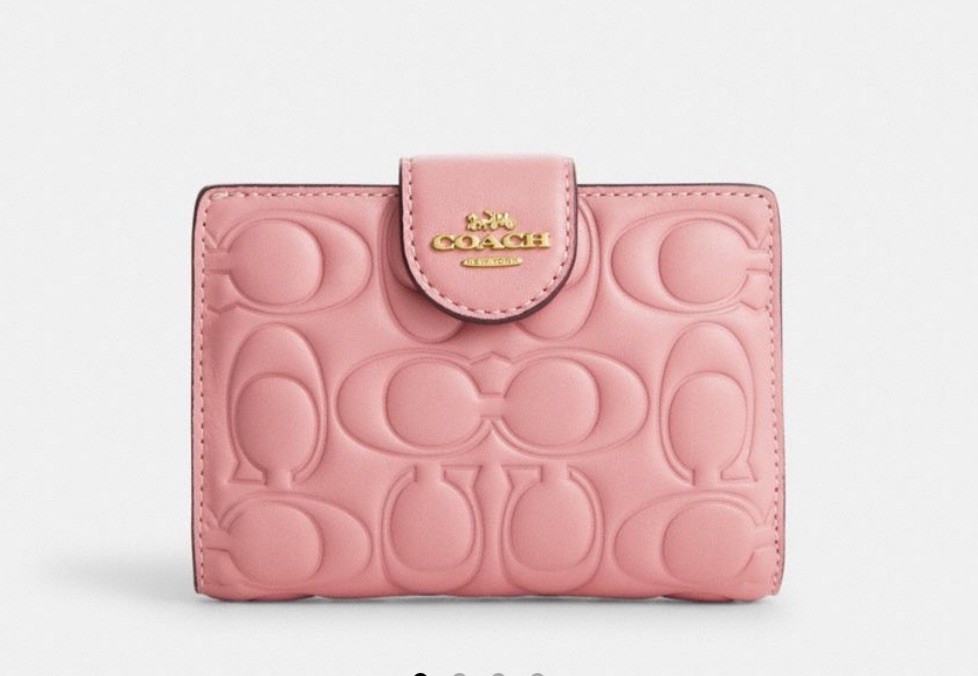 NWT Coach Medium Corner Zip Wallet Signature Leather CM241 Light Blush