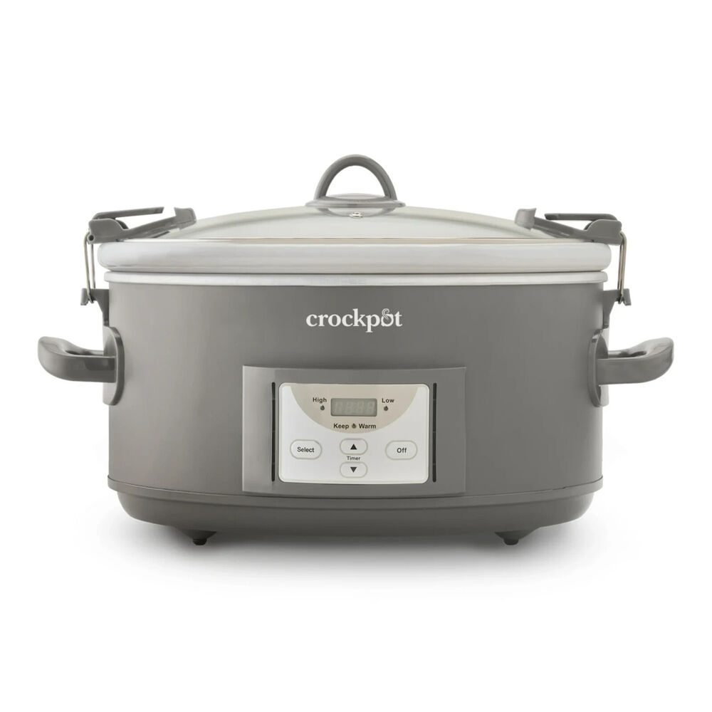Crock-Pot 7-Quart Programmable Cook & Carry Slow Cooker in Grey with Free Shipping