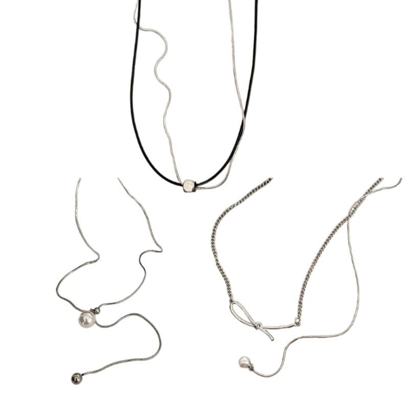 Simple Versatile Bowknot Pendant Necklace Unique Butterfly Knot Pearls Choker