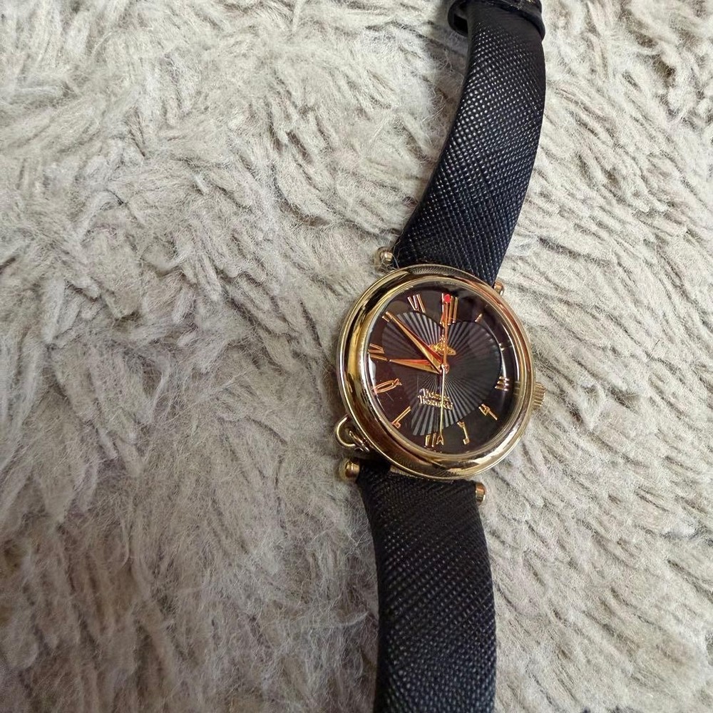 Vivienne Westwood VV006GDBLK Ladies Watch Orb SS Quartz Gold Black Dial Leather