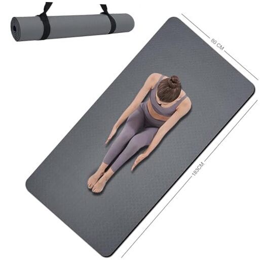Yoga Mat Double-Sided Non Slip, 72'' x 32'' x 7mm - Extra Wide & Thick Gray