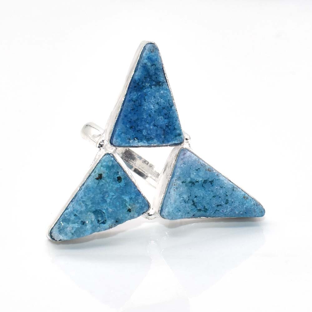 Blue Titanium Druzy Rare Gemstone Jewelry Christmas Sale Ring 7'' r372-image