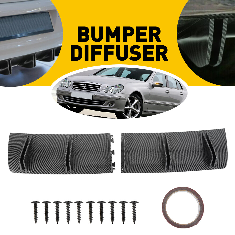 Carbon Fiber Rear Diffuser 10 Fin Bumper Splitter Spoiler for VW Jetta MK5 MK6