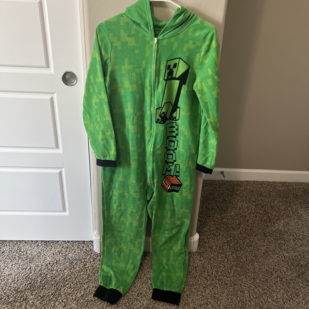 Mine Craft One Piece Hooded Pajamas Kids 14/16