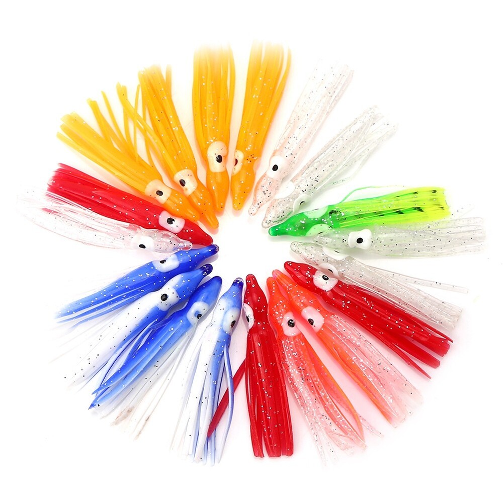 20pcs 5cm Mixed Color Squid Skirt Bait for Saltwater Fishing
