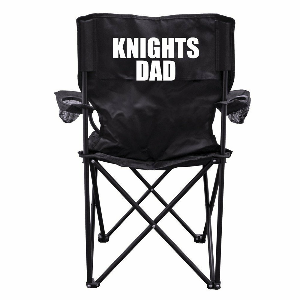 Knights Dad Black Folding Camping Chair with Carry Bag - Durable & Portable