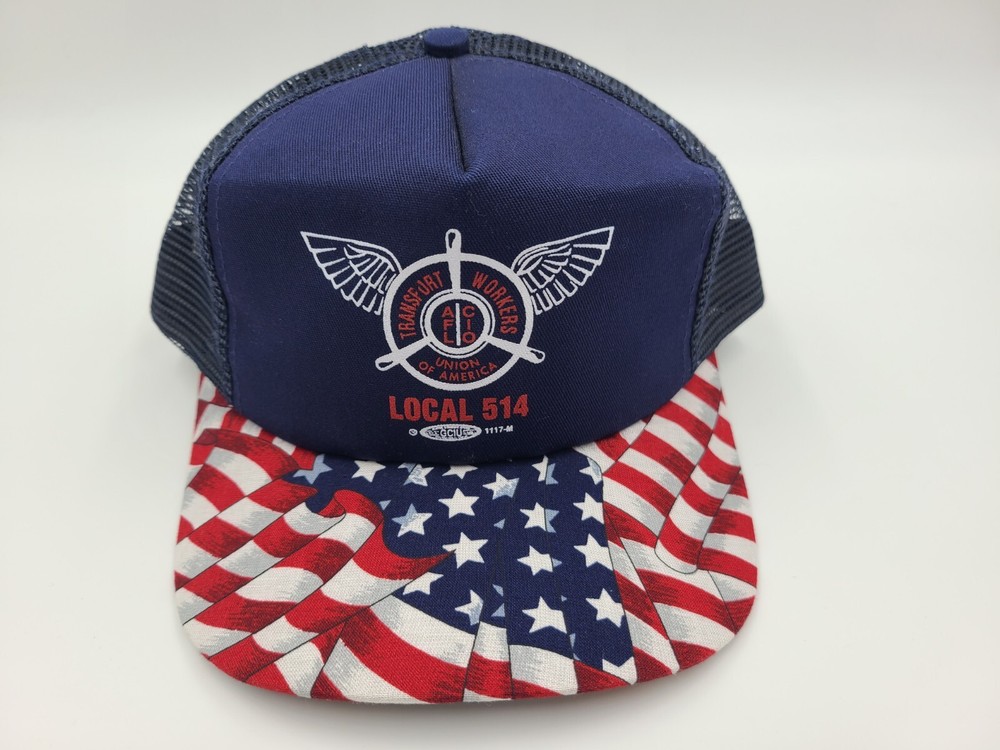 Vintage Transport Workers Union Local 514 Mesh Trucker Snapback Hat Cap American