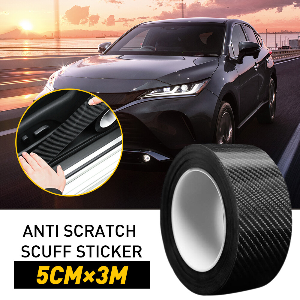 5D Carbon Fiber Door Sill Protectors 10FT Anti-Scratch Tape 1/2 Set
