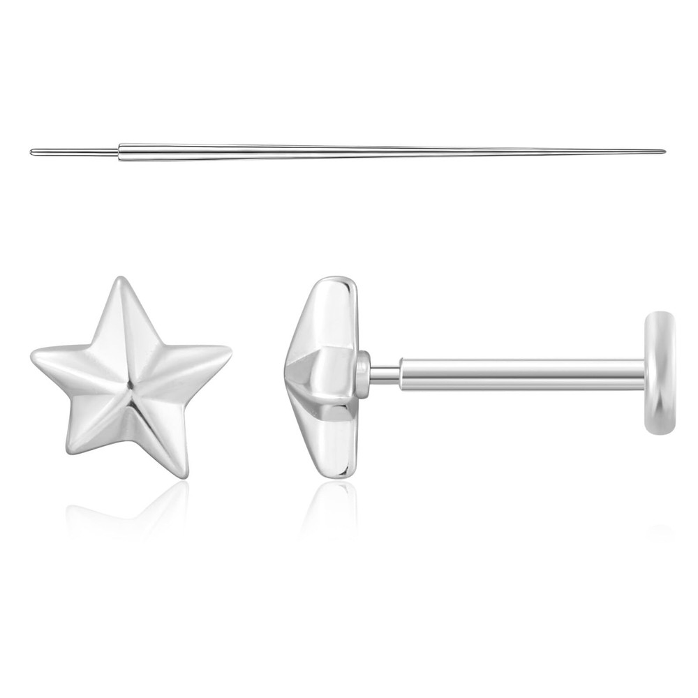 Flat Back Earrings Hypoallergenic, Implant Grade Titanium Earrings for Sensti...