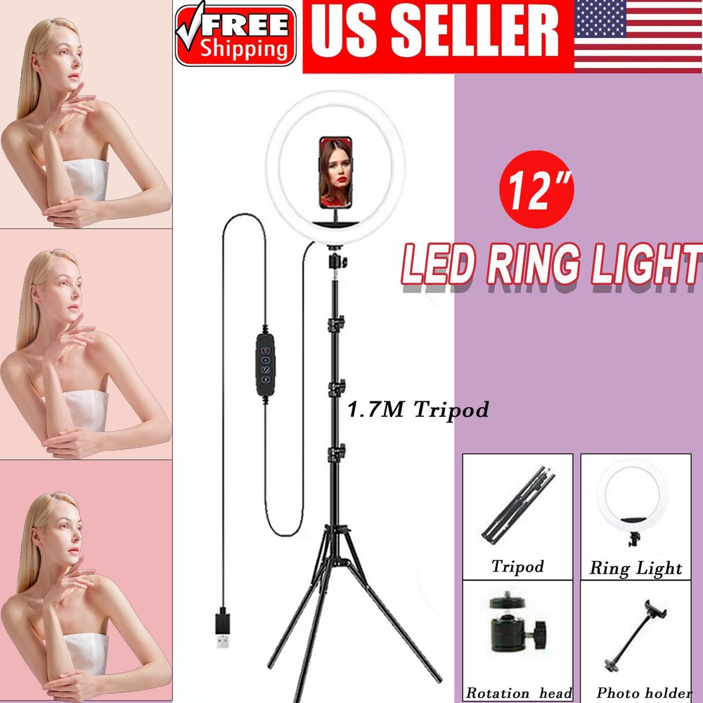12 Inch Ring Light With Tripod Stand & Phone Holder Makeup YouTube Live Video