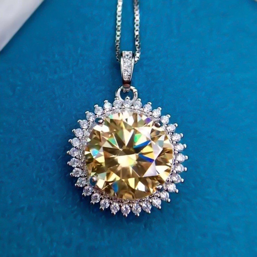 9.50 Ct Champagne Diamond Pendant 925 Silver Certified for Festive Gift