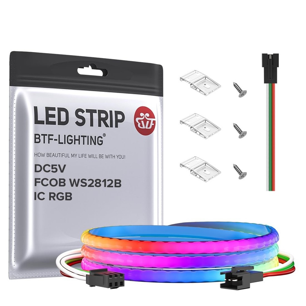 FCOB COB XGB1338 WS2812B IC RGB 160LED/m 5V 3.2FT Individually Addressable LED Strip