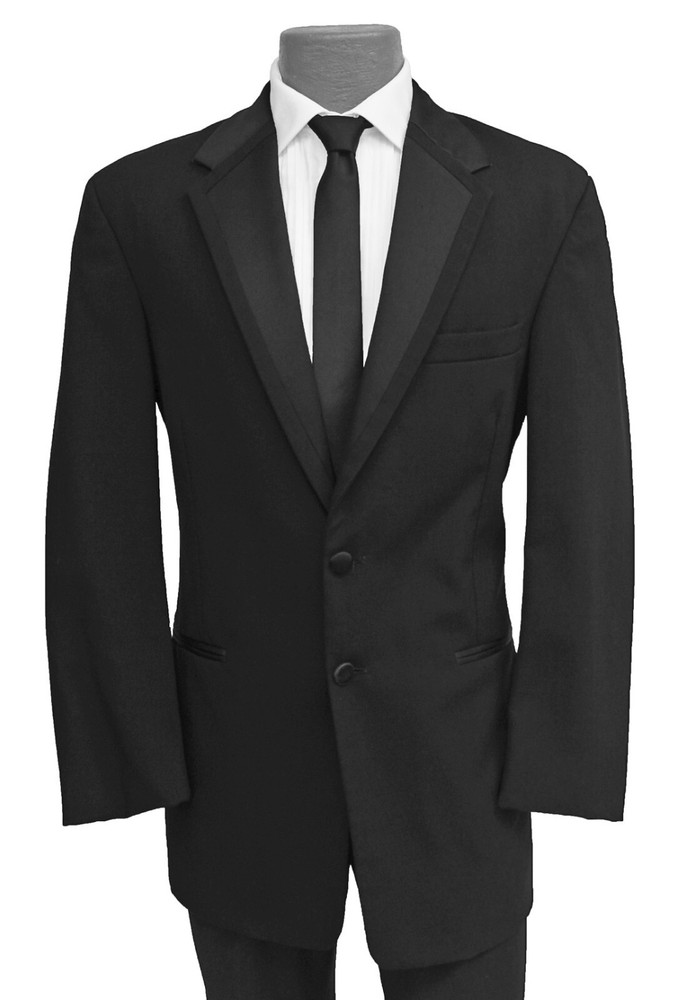 Perry Ellis Boys Black Wool Tuxedo Jacket with Satin Lapel Size 14