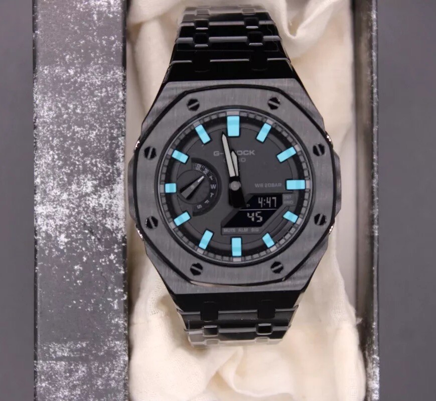 Custom black Casioak Casio G shock Ga-2100 1a1 black band tiffany blue watch