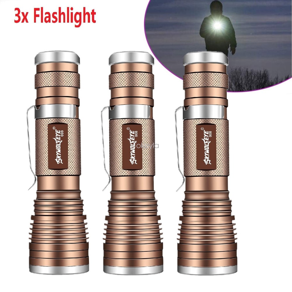 3 Pack 990000LM Small Super Bright  LED Flashlight Portable Flashlights 3 Modes