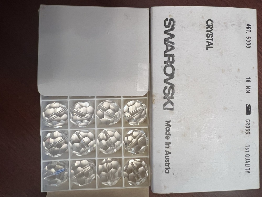 Swarovski Faceted Crystals. Large 18mm Round . New From Old Stock . Rare-vintage