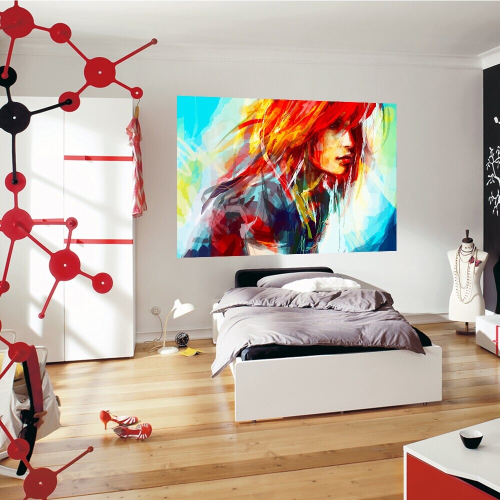 Full Color Girl Portrait Modern Art Full Color Wall Decal Solid