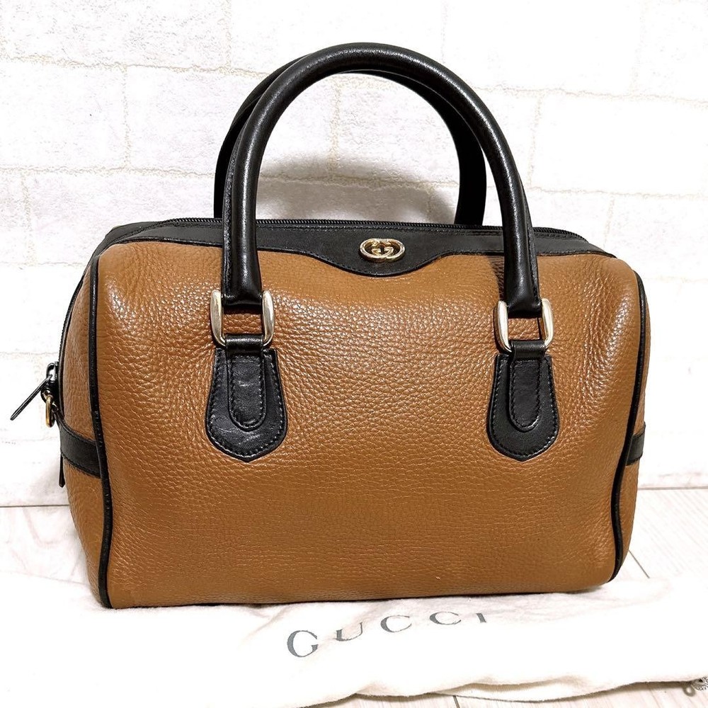 GUCCI Brown Leather Handle Bag Authentic G0504572lr