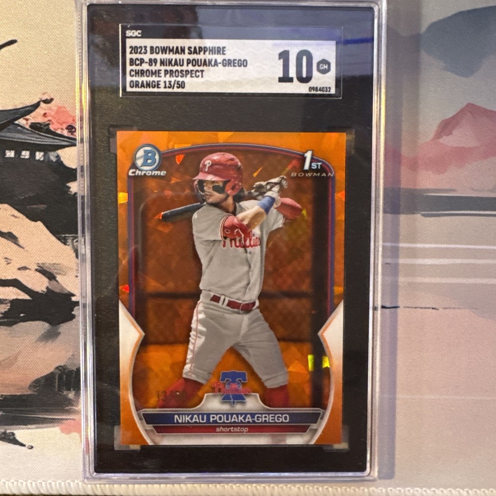 2023 Bowman Chrome Sapphire Nikau Pouaka-Grego Orange 1st Prospects #/50 SGC 10 Gem Mint