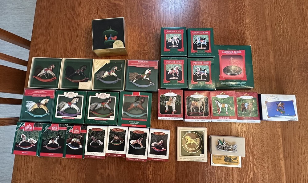 Vintage Hallmark Horse-Themed Christmas Ornaments Lot (1981-2002)