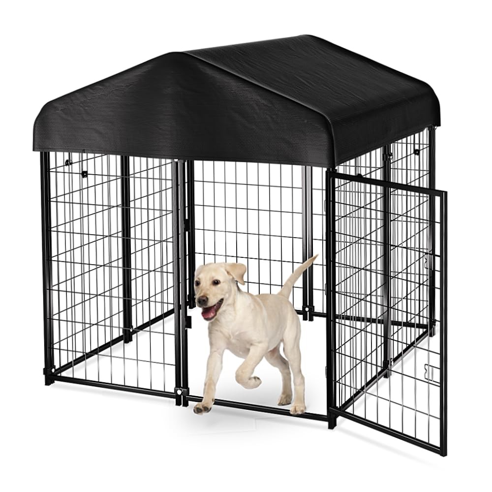 Outdoor Dog Kennel with Waterproof Roof Cover for Small to Medium Dogs