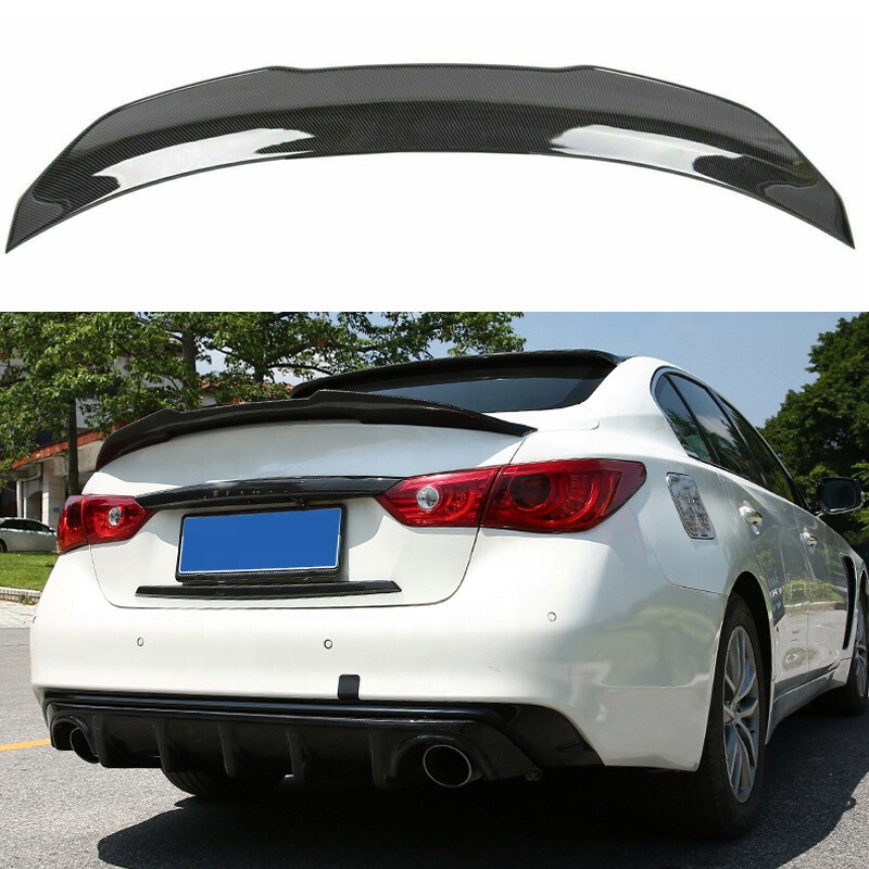 2014-24 Infiniti Q50 Carbon Fiber Look High Kick Duckbill Trunk Spoiler