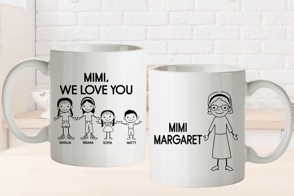 Unique Mimi Grandmother Gift Mug L Personalized Stick Figure Family L Christmas