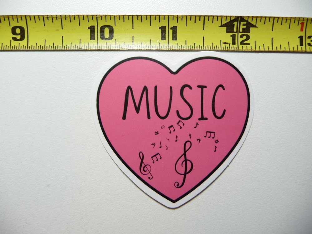 Heart Love Music Notes Decal Sticker for Musician Fans & Band Lovers