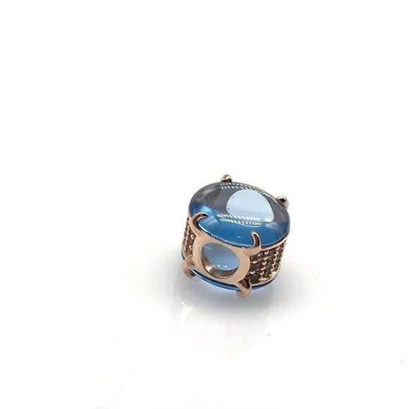 Pandora 925 Sterling Silver Blue Oval Cabochon Rose Gold Plated Charm