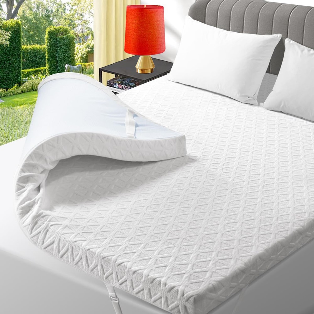 3 Inch Gel Memory Foam Mattress Topper Queen Size, Cooling Bed Topper for Com...