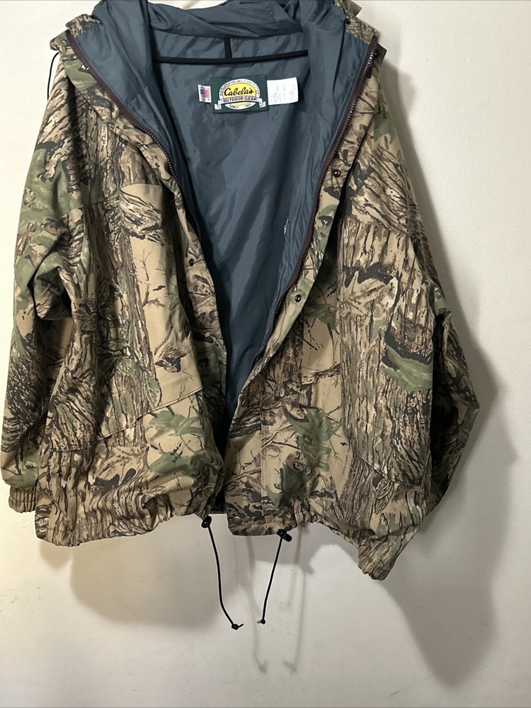 Cabelas Outdoor Gear Jacket W/Hood Camo 4XL  Full Zip/Snap Real Tree Hunting